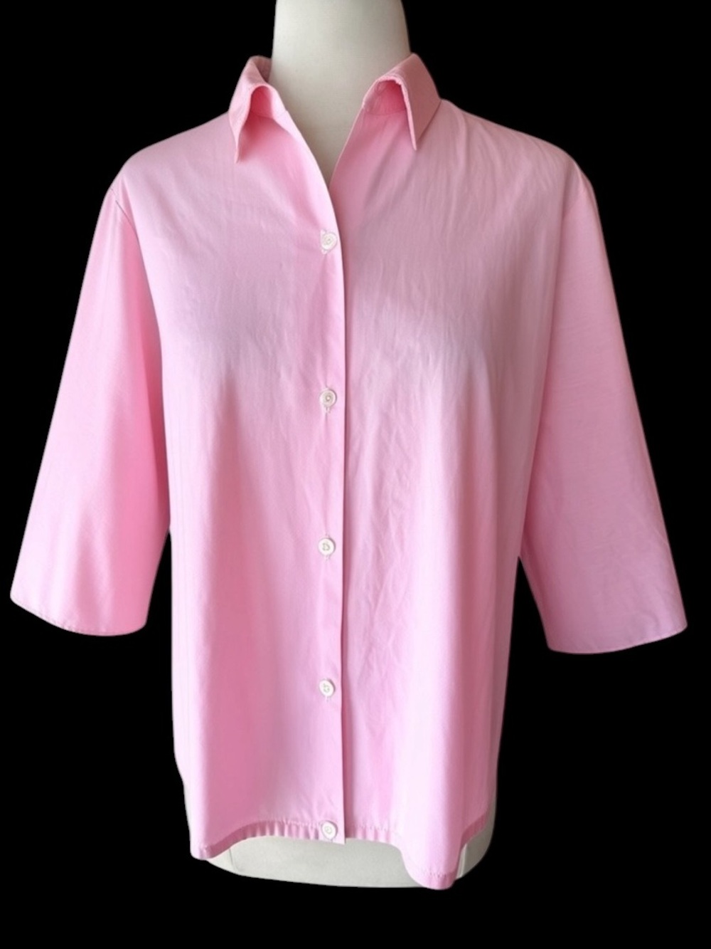1960s Primstyle 100% Cotton Bubblegum Pink Pointed Collar Elbow-Length Button Do